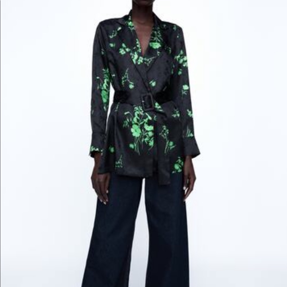 Zara JACQUARD WRAP BLOUSE